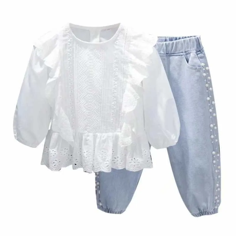 Girl New Kids Spring Autumn Clothing Sets Fashion Baby Girl Clothes Suits Cotton Children's Clothing T-shirt+ Denim Pants