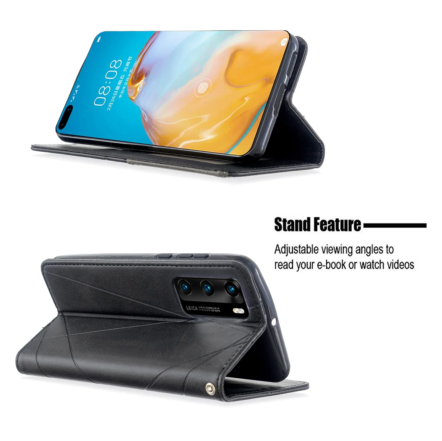 Skórzane skrzynki Flip dla Huawei P50 P40 P30 P20 Pro Lite Y5 Y6 Y7 2019 PSMART 2019 2020 2021 Honor 9x Lite Portfel Cover Telefon