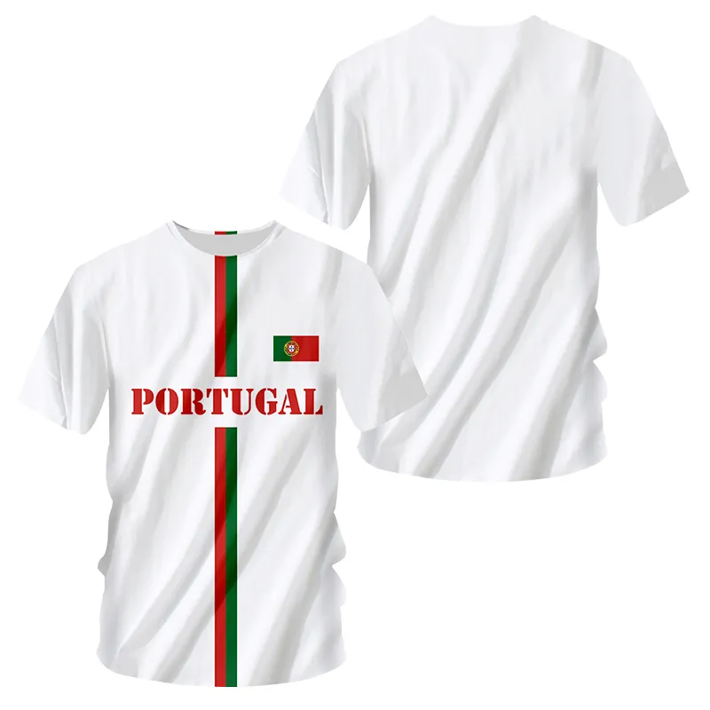 Portugal T-shirt Hommes Drapeau 3D Impression Streetwear Harajuku Hiphop Manches Courtes Jersey Football Chemises Drop Portugal 220623