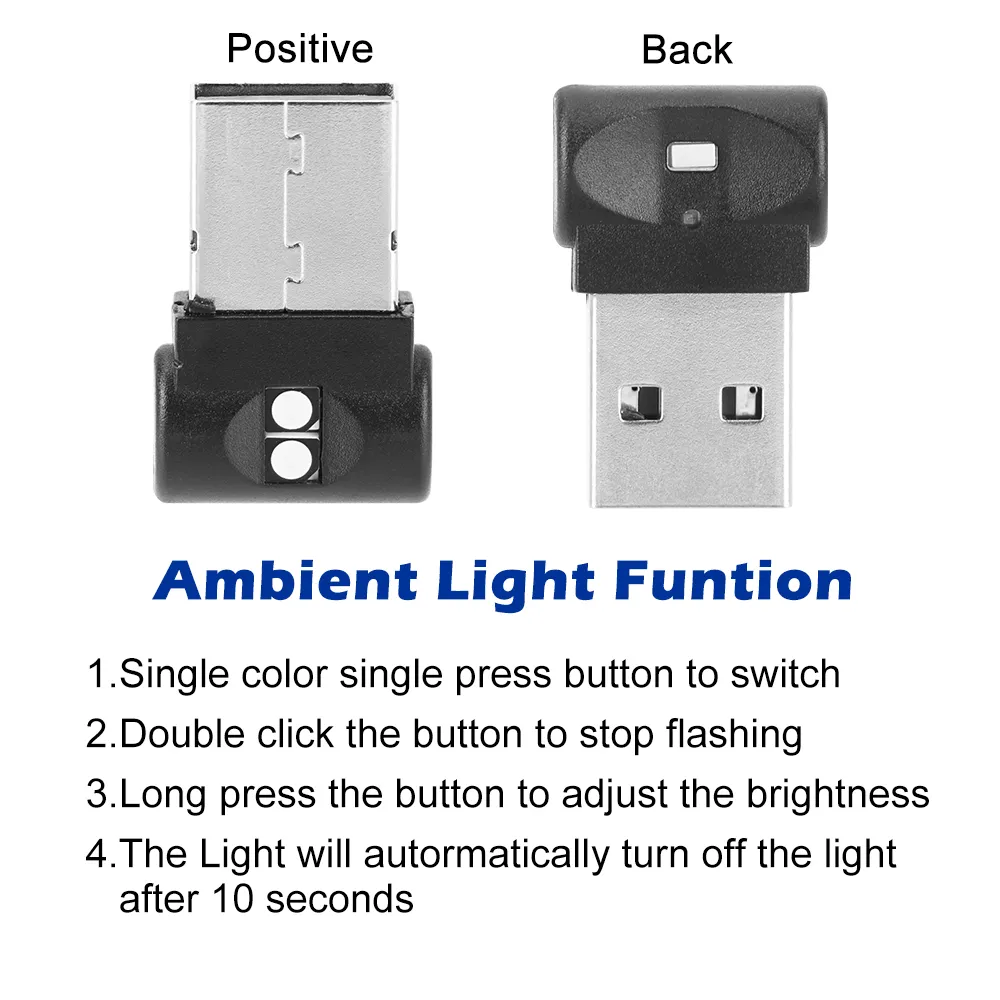 Mini USB LED Car Light Auto Interior Atmosphère Lumière Lumière Éclairage Light PC Auto Colorant Decorative Lamp Car accessoire 9695692