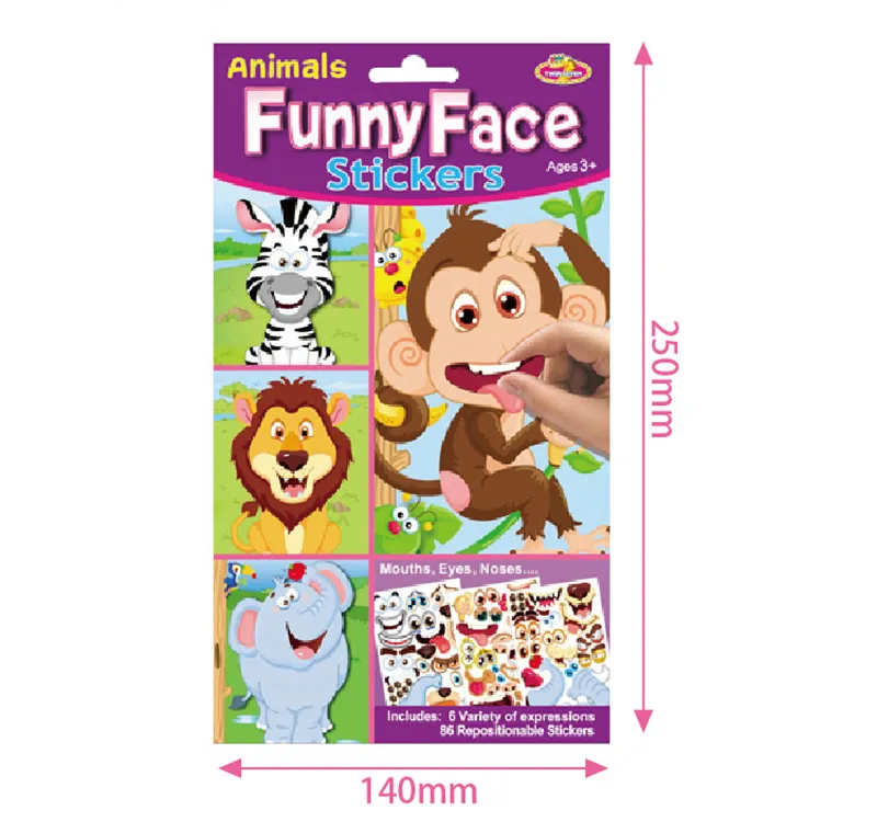 Barn DIY -klistermärken Puzzle Games Make a Face Princess Animal Dinosaur Montering Jigsaw Baby Recognition Utbildning Toys Toys 220716