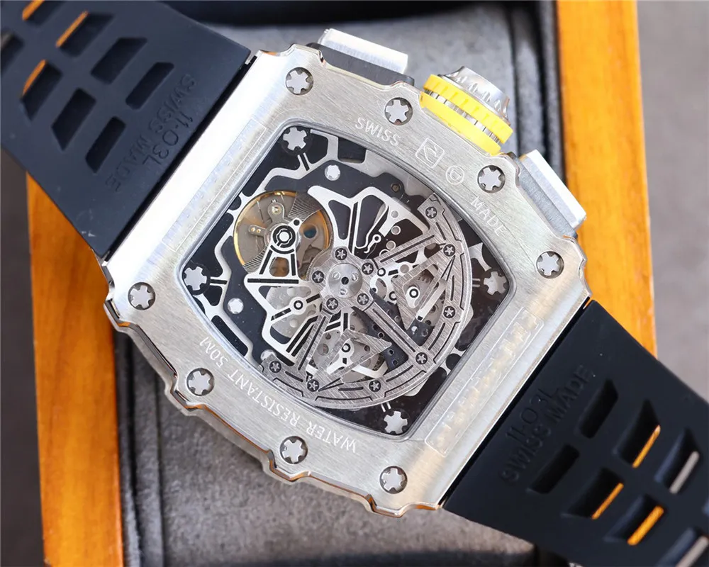 Nieuwe luxe herenhorloges Mode Iced Out Automatisch horloge 316L roestvrijstalen behuizing Rubberen band285j