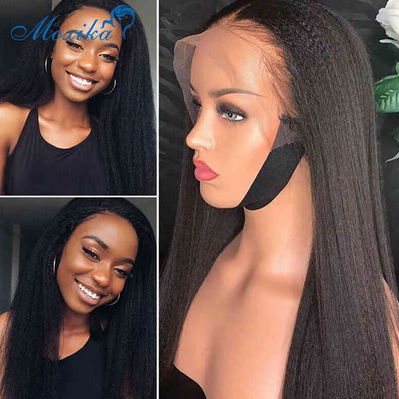 Kinky Straight Wig Moxika Lace Closure 13x4 Front Human Hair Transparent 220608