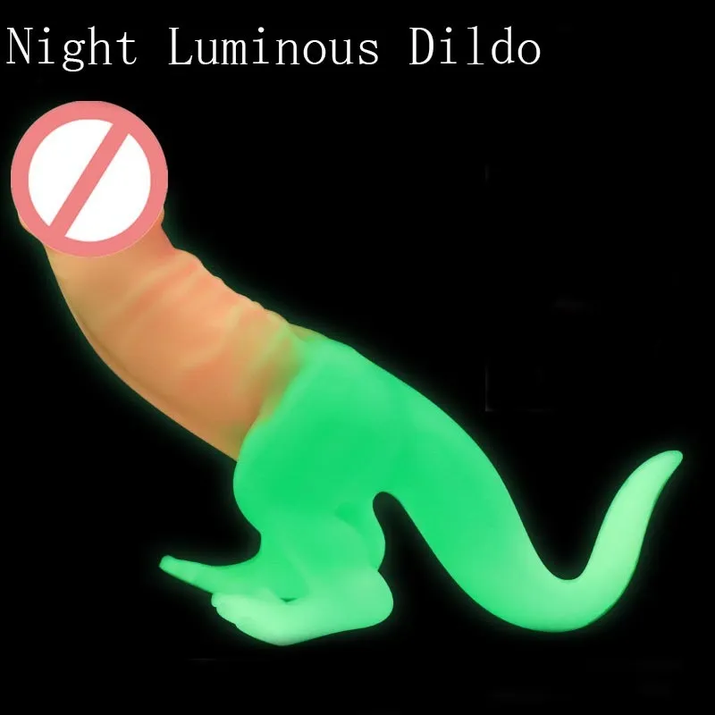 Nocne Luminous Dinosaur Dildo Realistic Butt Pid Seksowne zabawki dla kobiet/mężczyzn masturbatorów seksowne pochwę anal fałszywy penis buttplug