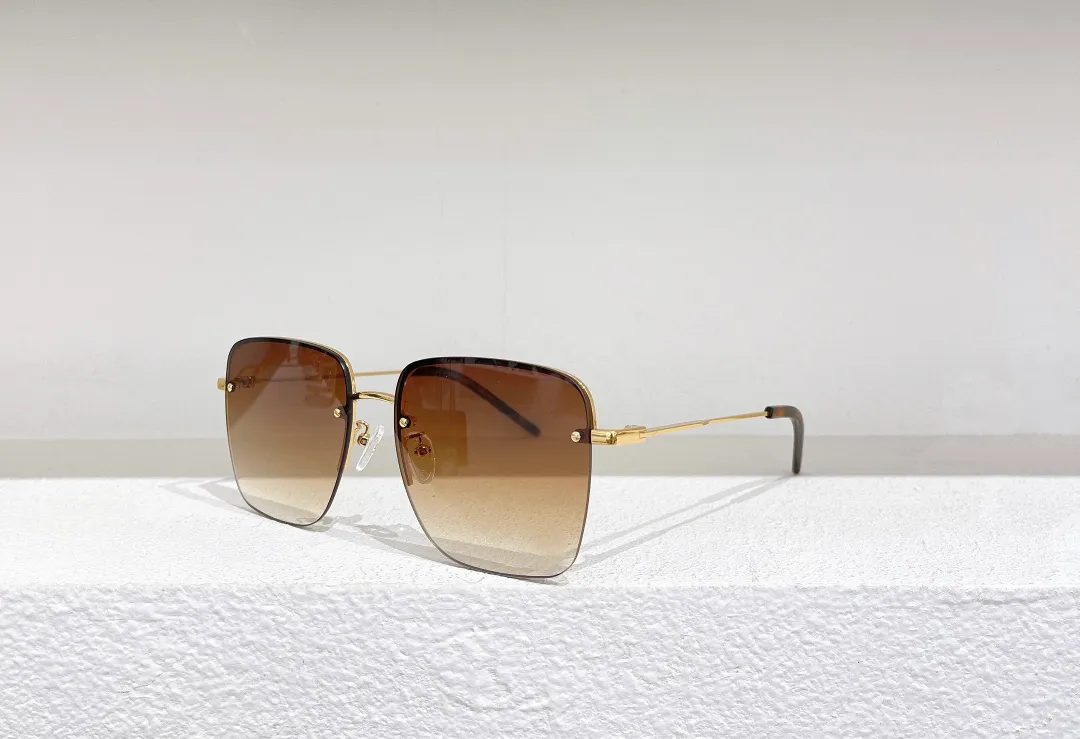 Square Sunglasses 312 Gold Metal Green Gradient Women Half Frame Sun Shades Sonnenbrille UV400 Protection Eyewear243z