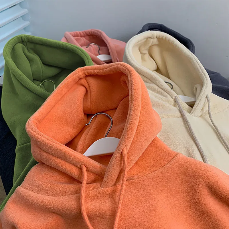 Dubbelzijdig Polar Fleece Hoodie Dames Winter Koreaanse versie van Wild Dikke Losse Pullover Hooded Oranje Sweatshirt Top 220406