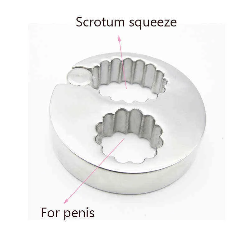 Nxy cockrings novos pesados ​​aço inoxidável pênis scrotum tortura bondage ball screting pau anel de cbt brinquedos de sexo para homens testículos de metal anel 220505