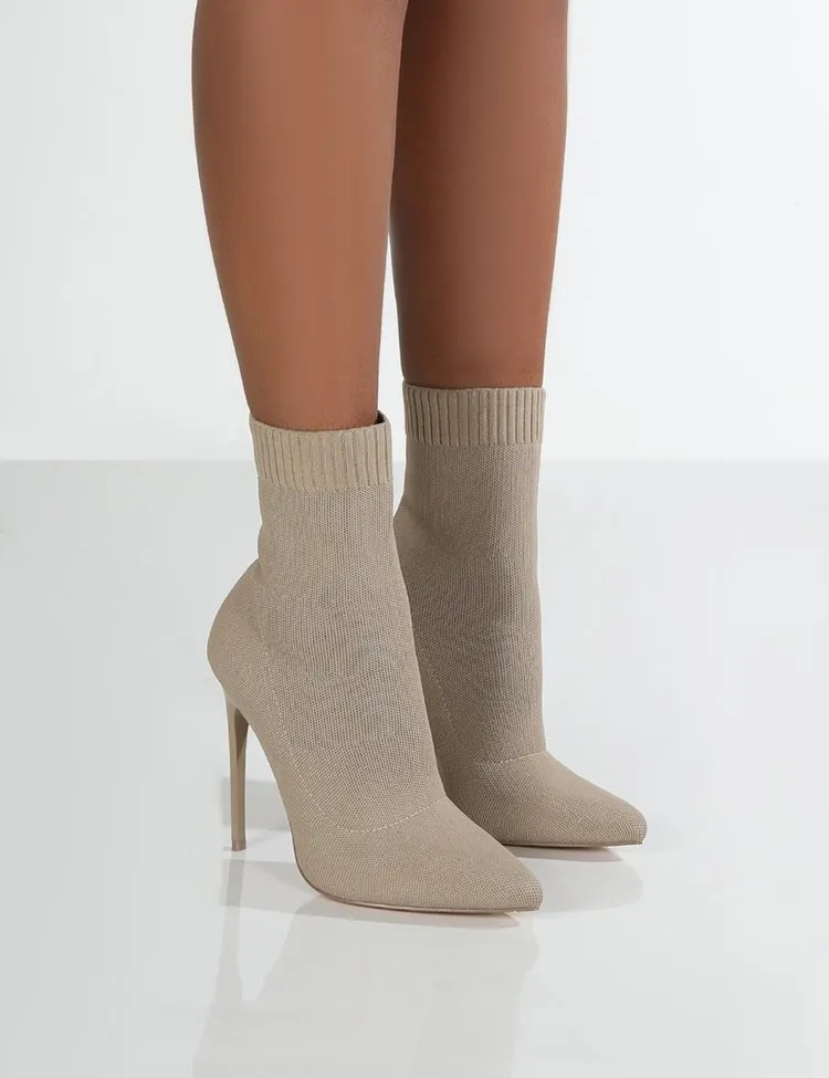 Autunno Lusso Donna Calzino beige Ballerino esotico Tacchi alti Stiletto Moda invernale Stivali in tessuto elasticizzato Taglie forti 220810