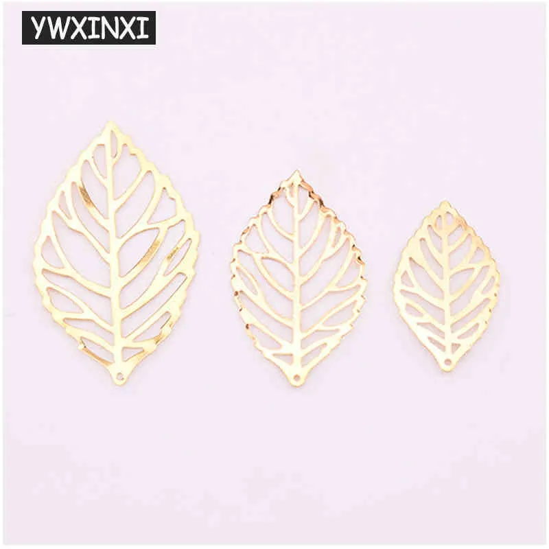 Ywxinxi 50 stcs mode eenvoudige blad filigraan metaal handwerk sieraden diy handgemaakte sieraden hanger kostuum decoratie4216640