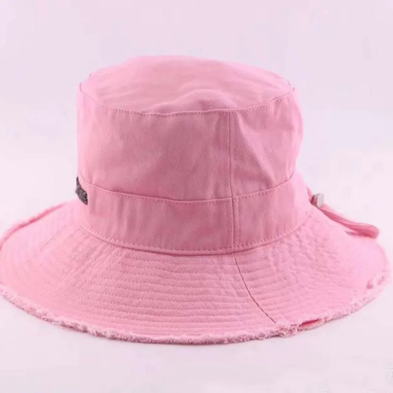 Frau Breite Krempe Hüte Sommer Eimer Hut Casquette Designer Basketball Kappe Urlaub Raukanten Seil Sonnenblende Hut Rosa Farbe Neue 22052105R