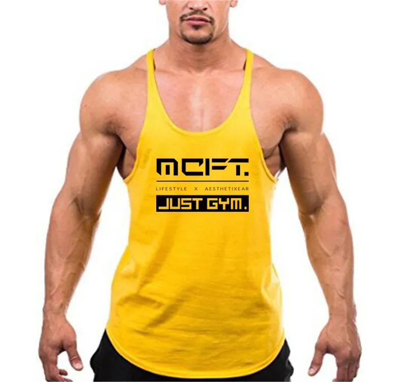 Custom Logo Body building Clothing Fitness Tank Top Men Gym Stringer Singlet Cotton Sleeveless shirt Workout Undershirt For Man