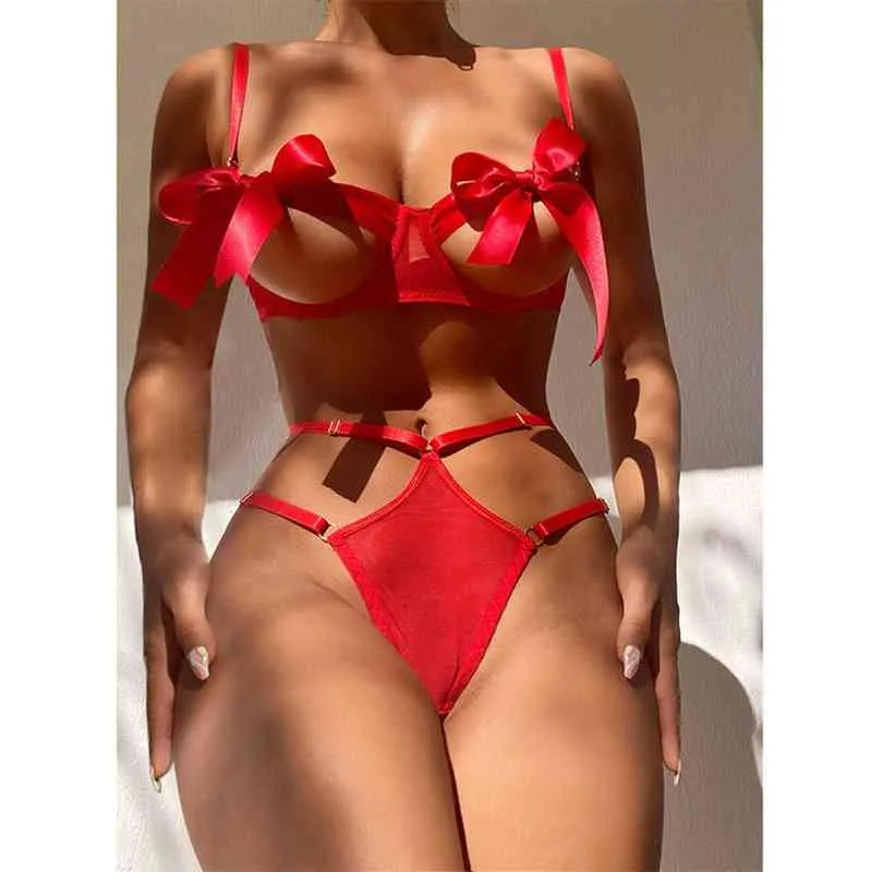 Reggiseno push up Strik perizoma sexy hot lingerie erotica set 2022 nuova cava camicia da notte mutandine lingerie erotica L220727