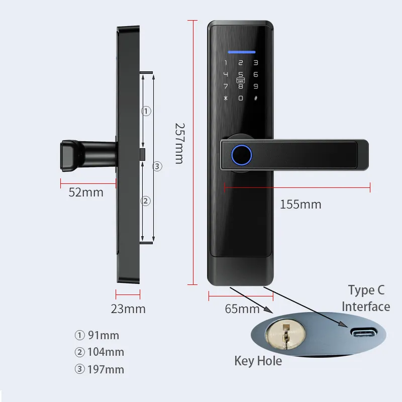 MODE L1 Smart Door Lock WiFi Tuya APPPRIMENT IMPRIMENT DIGIT Intelligence Electric 5 Méthode de déverrouillage Support 8 Langue voix 220704