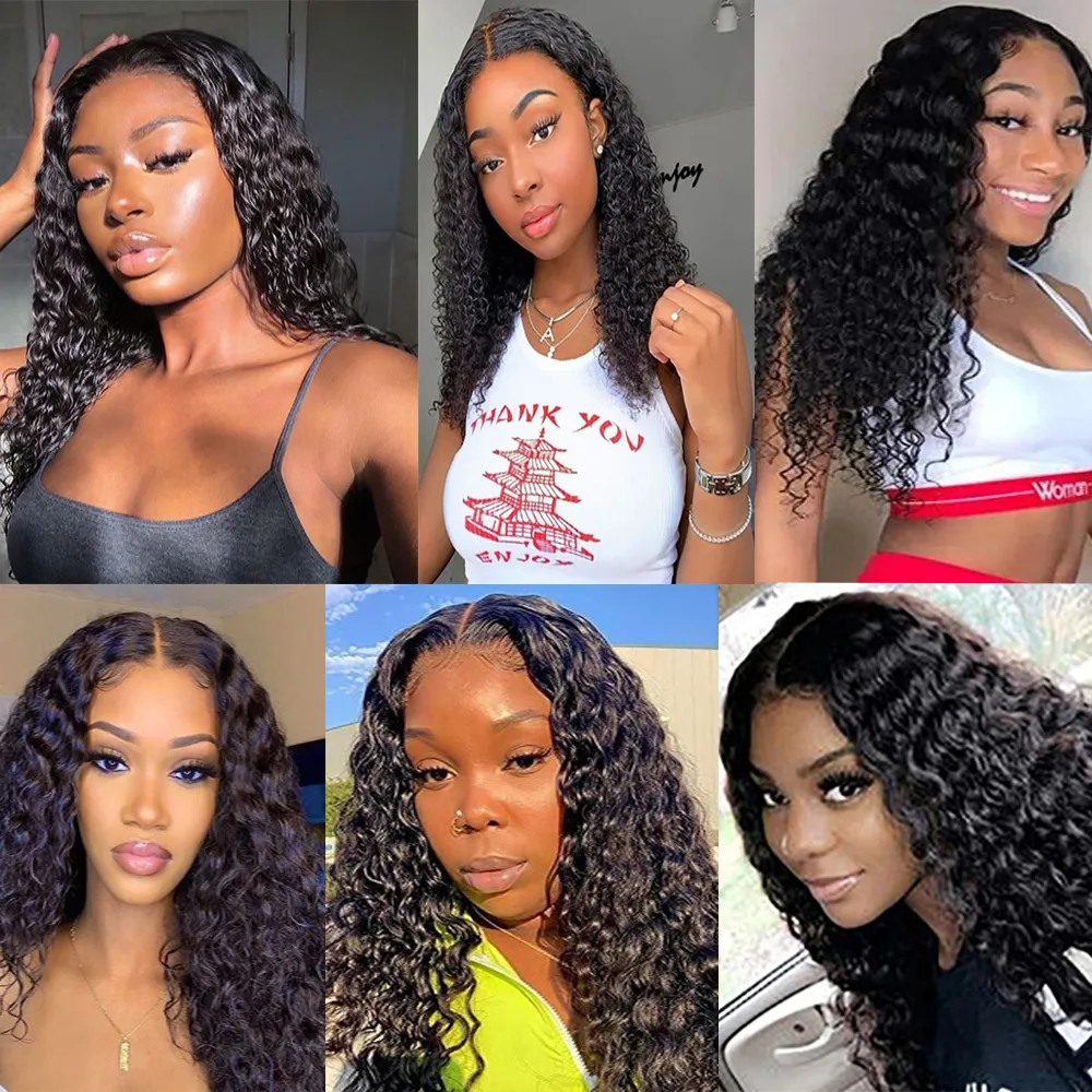 Kinkly Curly Lace Wig Synthetic Lace Hair Wig Natural Looking Black Hair Middle Part Jerry Curly Wigs For Afro Black Womenfactory direct