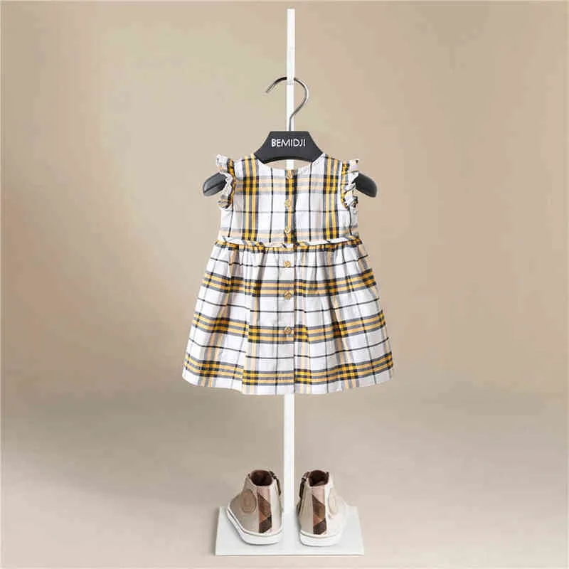 2022 Sommar Ny ankomst randig barnkläder Fashion Girl Dress Cotton Short-Sleeved Princess Kids Casual Clothing 1-8 år G220506