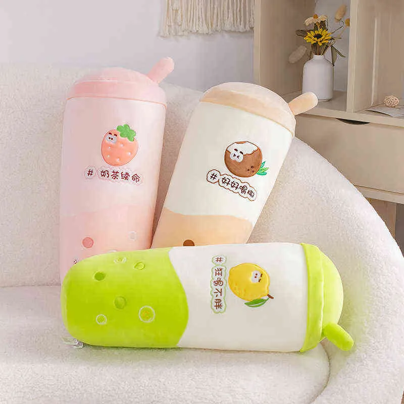 Cm Summer Bubble Tea Plushie Rempli Squishy Bouteille De Jus De Fruits Boisson Peluche Raisin Fraise Sleeping Companion Oreiller J220704