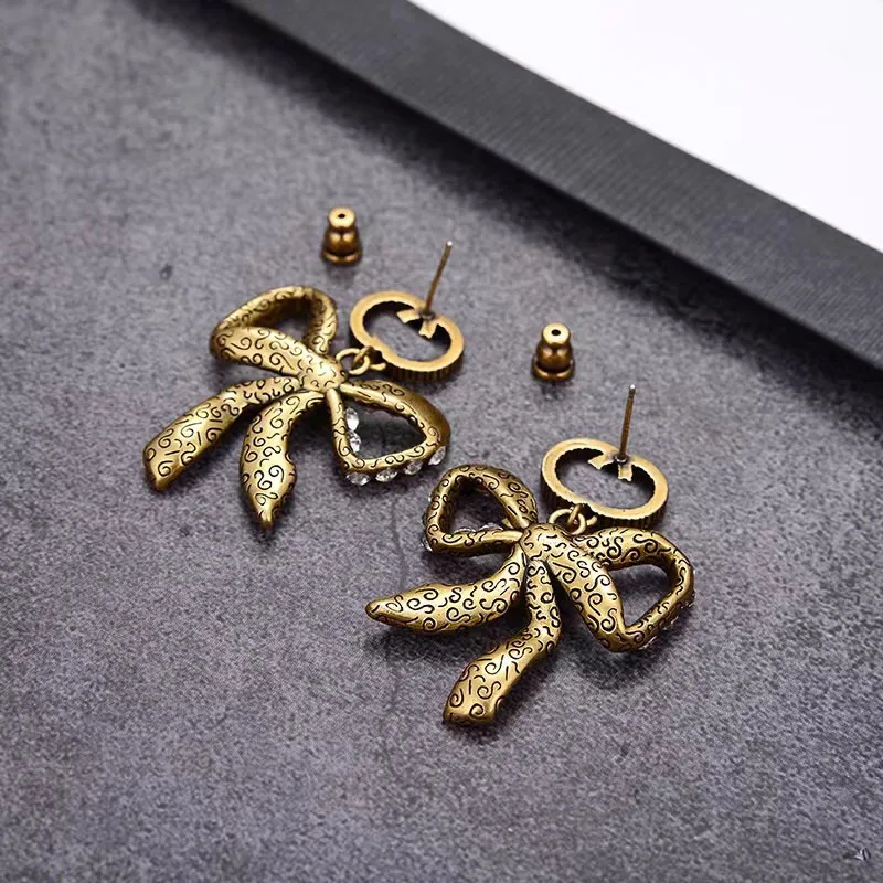 luxury designer fashion Charm earring aretes brass high quality bow earrings ladies party lovers gift jewelry273D