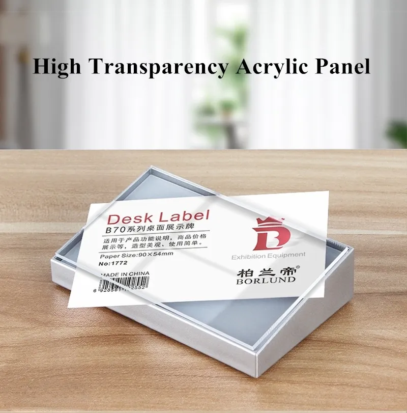 90x54mm Acrylic Sign Holder Table Number Signs Card Display Stand Plastic Menu Paper Holder Price Label Holder Tags