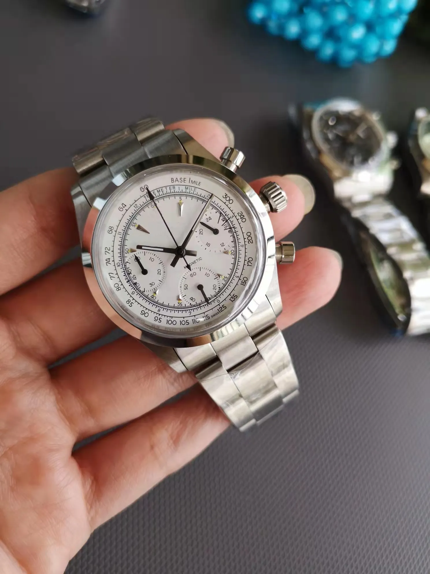Vintage Horloge Perpetual Paul Newman VK63 Beweging Quartz Stopwatch Mannelijke Klok Roestvrij Stalen Heren Horloges 37mm Horloges R86323v