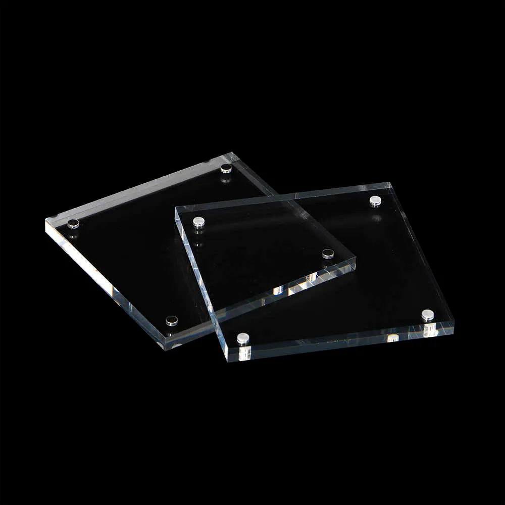Transparenter quadratischer Fotorahmen, leerer Acryl-Blockrahmen, 100 x 100 mm, 135 x 135 mm, 150 x 150 mm, 16 mm dicker Acryl-Bildhalter