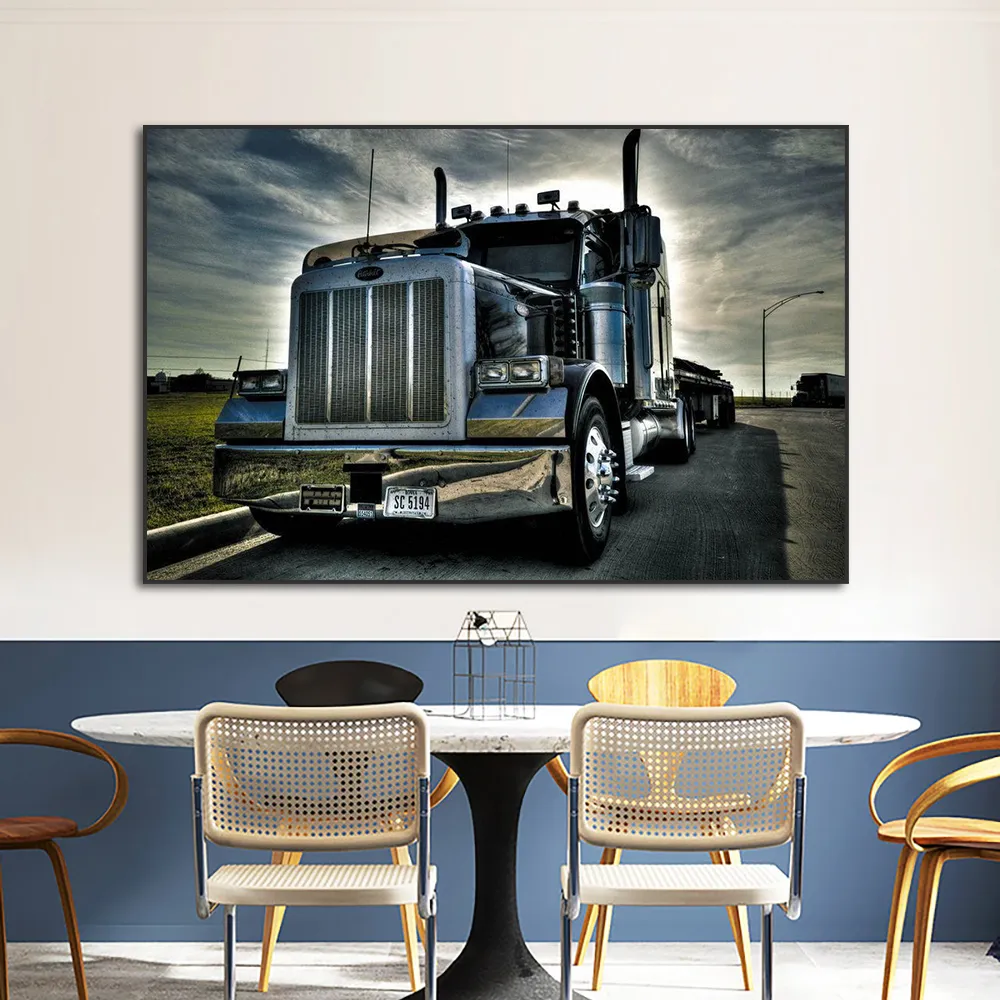 Lastbil mosaik större landskap duk bil affischtryck på duk väggkonst bilder för vardagsrumsdekor