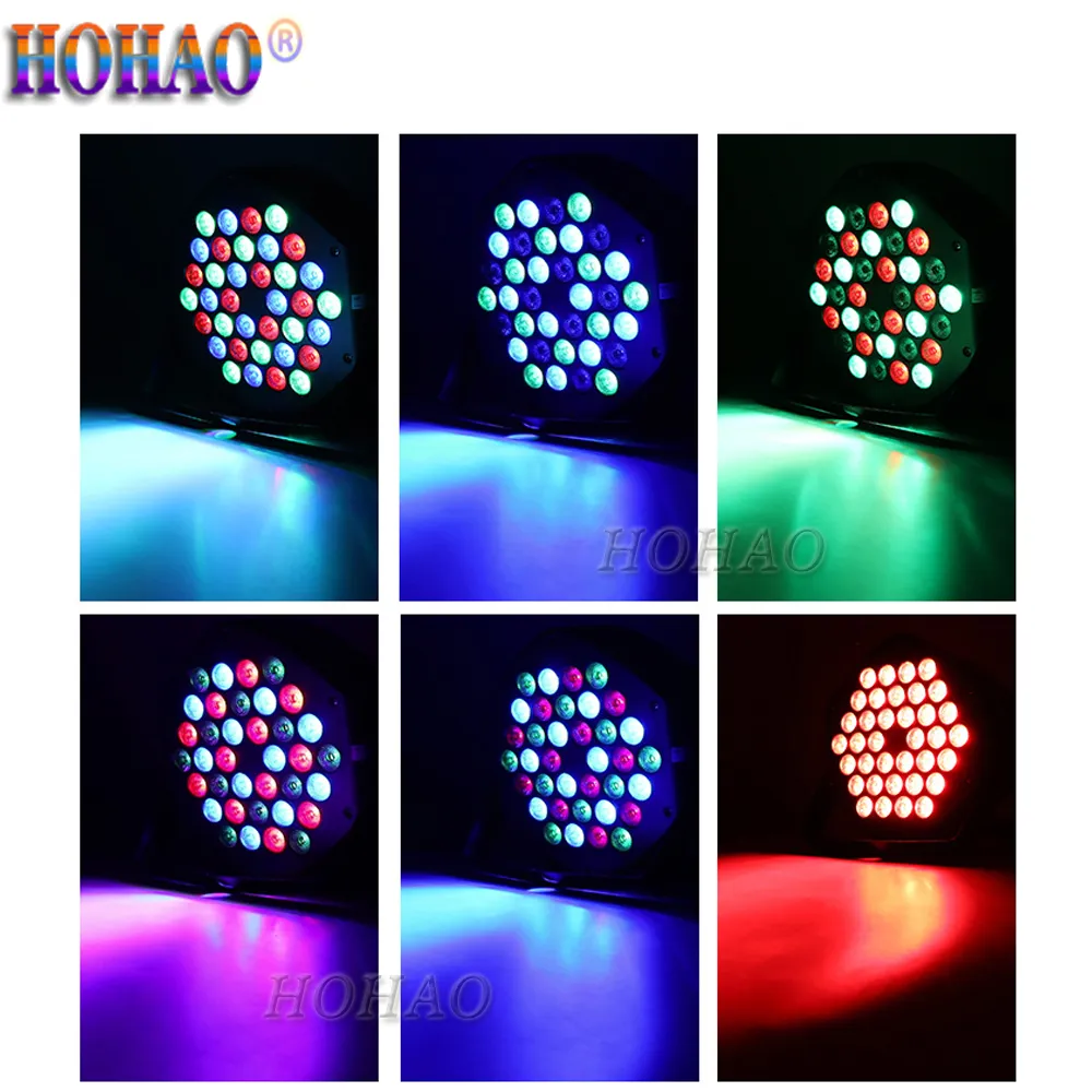 Nieuwe 36 stks Mini LED Flat PAR Lights RGB 3 kleuren 25 graden straalhoek 7CH DMX 512 Remote snelheidsregeling Home Party Privé Kamer