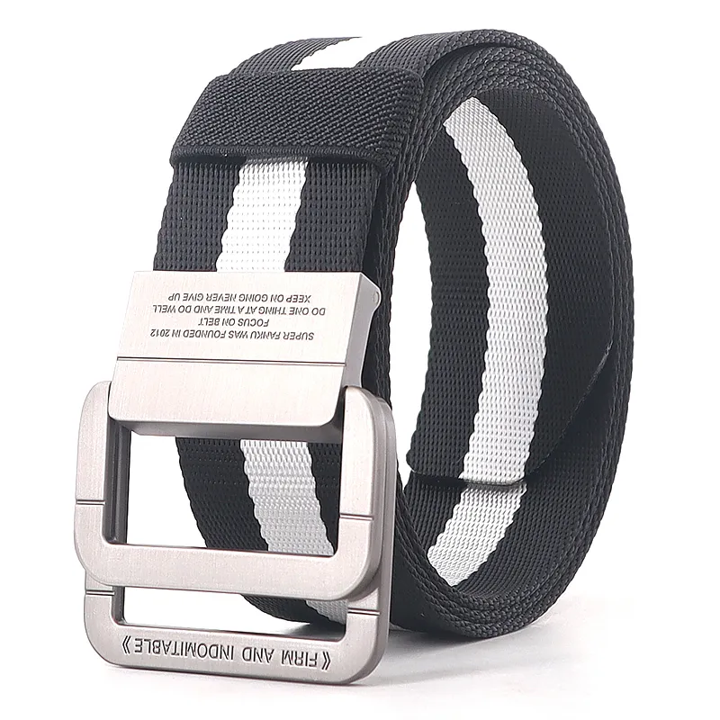 Flying Art Men s Nylon Casual Herringbone Belt Pistol Double Ring Buckle Quick Release Youth Fashion Ladies Wild 220624