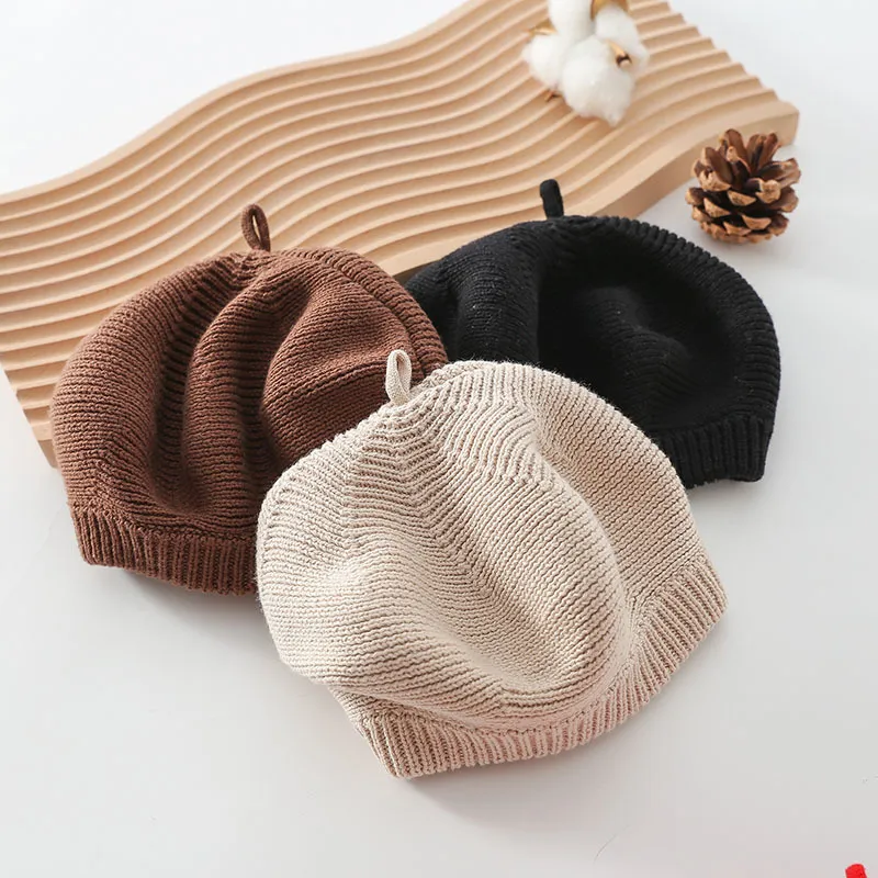 Milancel Autumn Baby Hating Berets Cotton Girls Cap Solid Bron Hat Korean Girls Hat 220611