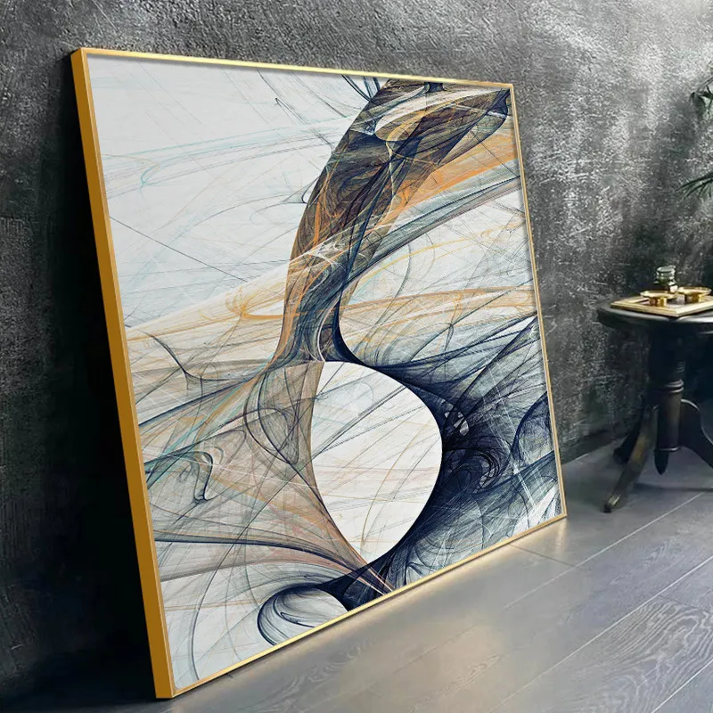 Linha de pôster impressa moderna nórdica abstrata linha geométrica de lona de parede pintura de arte picture office sala de estar decoração de casa