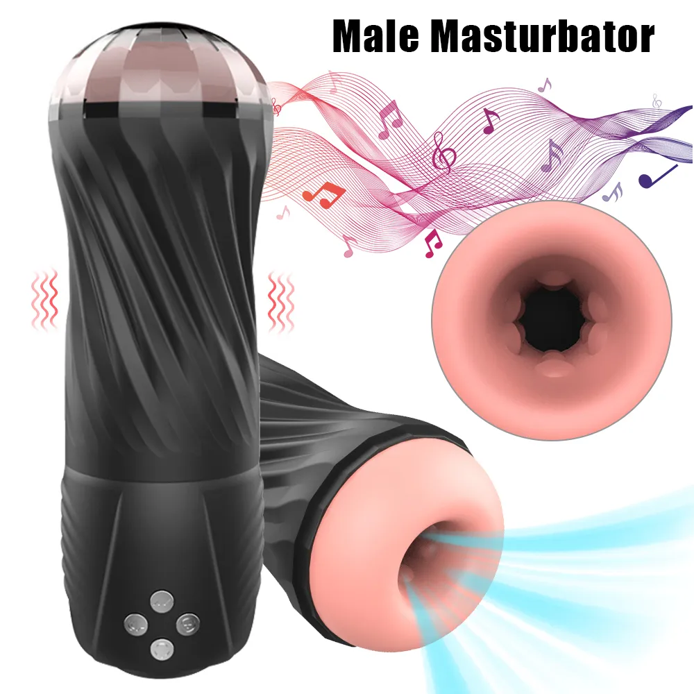 Kunstkut 12 + 6 Modi sexy Speelgoed Voor Mannen Voice Flirten Zuigen Vibrator Zachte Masturbatie Cup Penis Eikel Stimulator