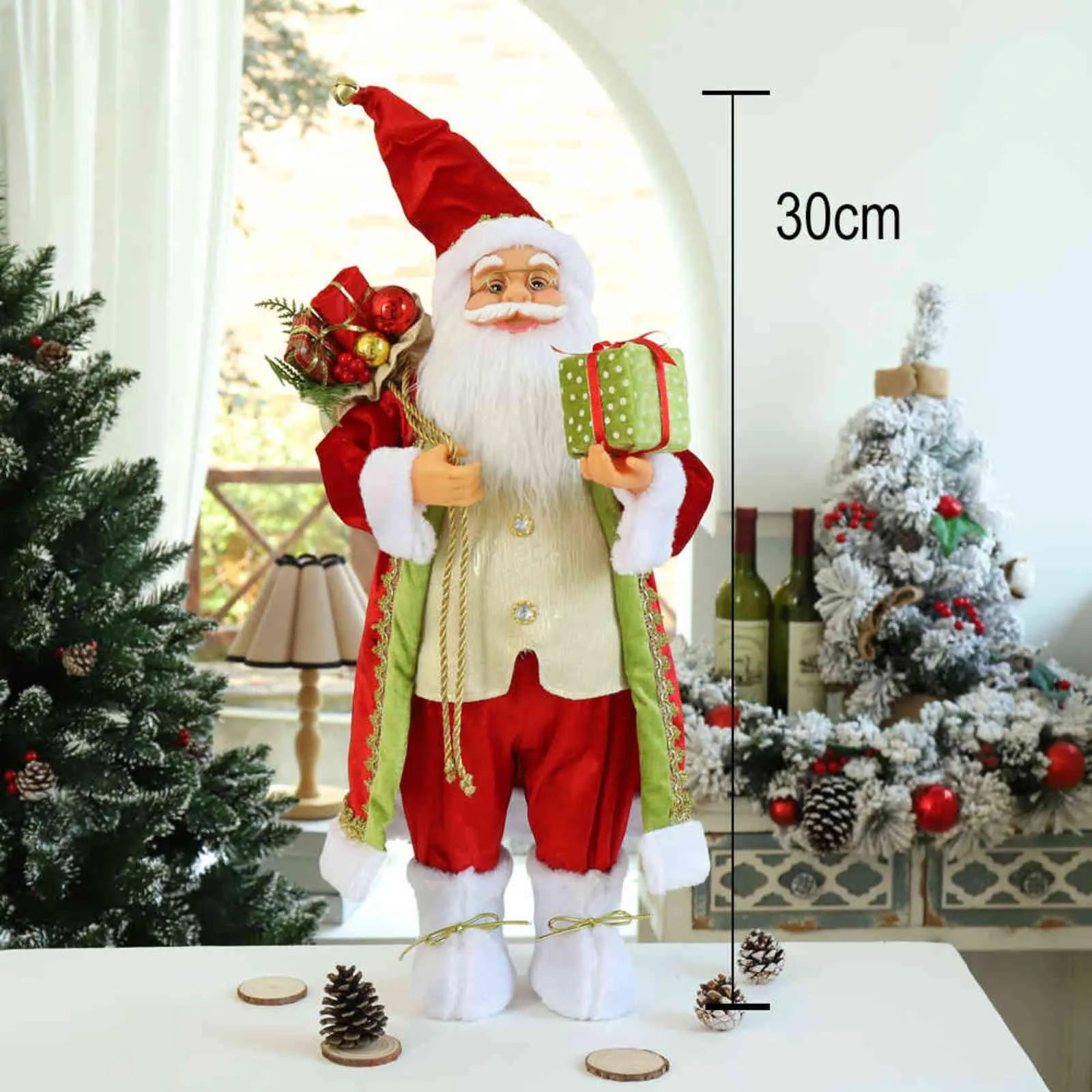 New Year 2022 Christmas Decorations for Home 25 Style Height 30cm Santa Claus doll Children`s gifts Window Ornaments Navidad H1112