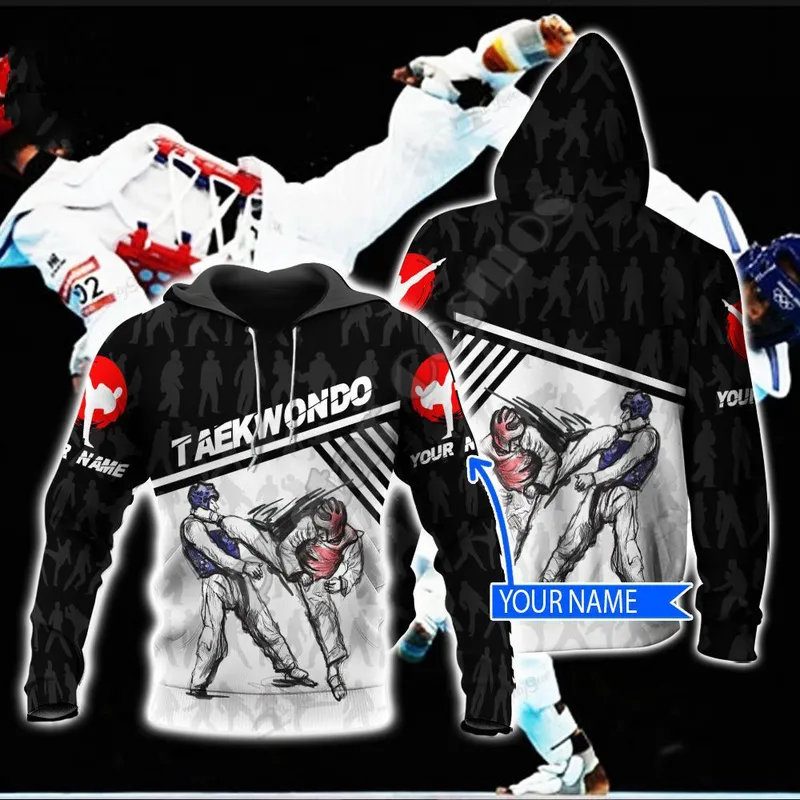 Mode Nom personnalisé Cosplay Arts martiaux Sports Taekwondo Sportswear Survêtement 3DPrint Hommes Femmes Pull Harajuku Sweats à capuche B3 220706