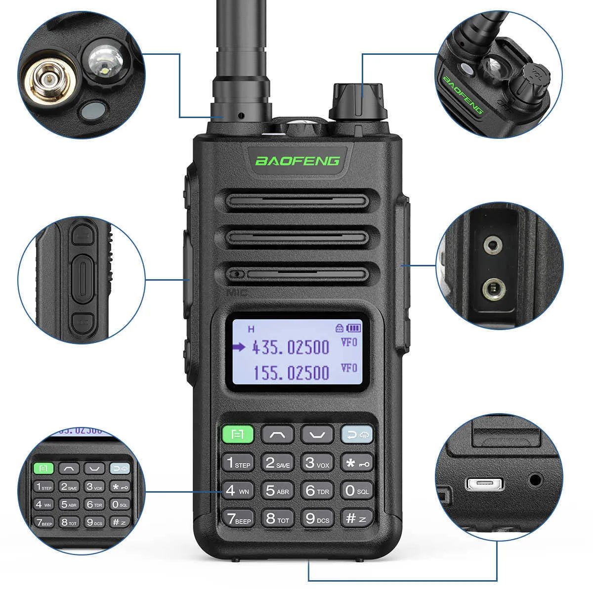 Baofeng UV-13 PRO talkie-walkie haute puissance 999 canaux double bande UHF VHF émetteur Radio type-c chargeur UV-10R Radio bidirectionnelle