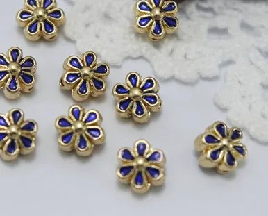 Tibetan Silver flower spacer Oil dripping gilt torus Loose Bead Beads Connectors for DIY Jewelry Making bracelet ed5y3