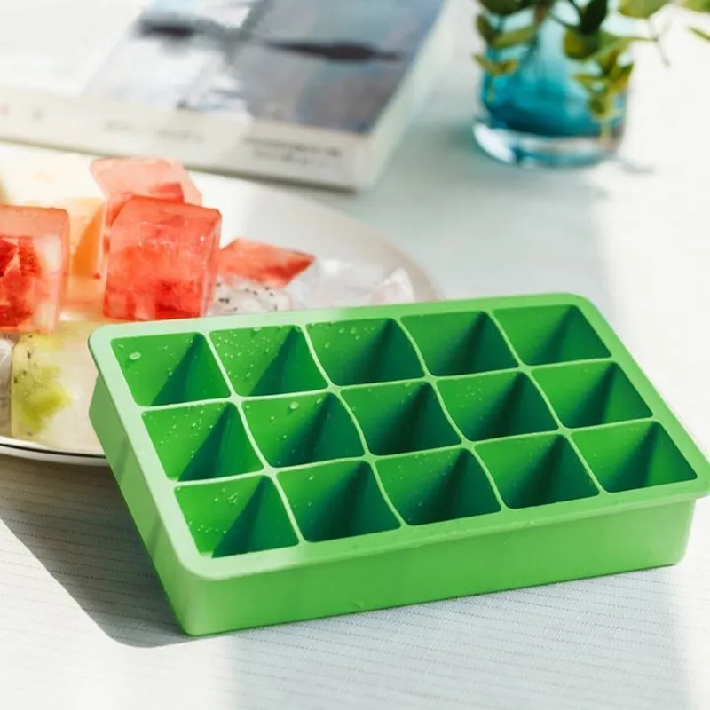 15 rutnät matkvalitet silikon isgitter mögel fyrkantig kylskåp grönt bricka fruktblock maker kök lagringsverktyg 220509