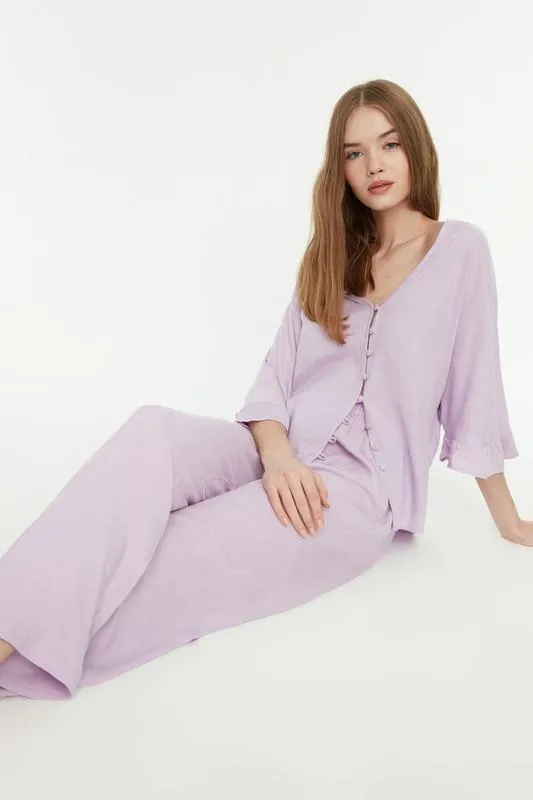 Trendyol Frilly Viscose Woven Pajama Set THMSS20PT0130 220511