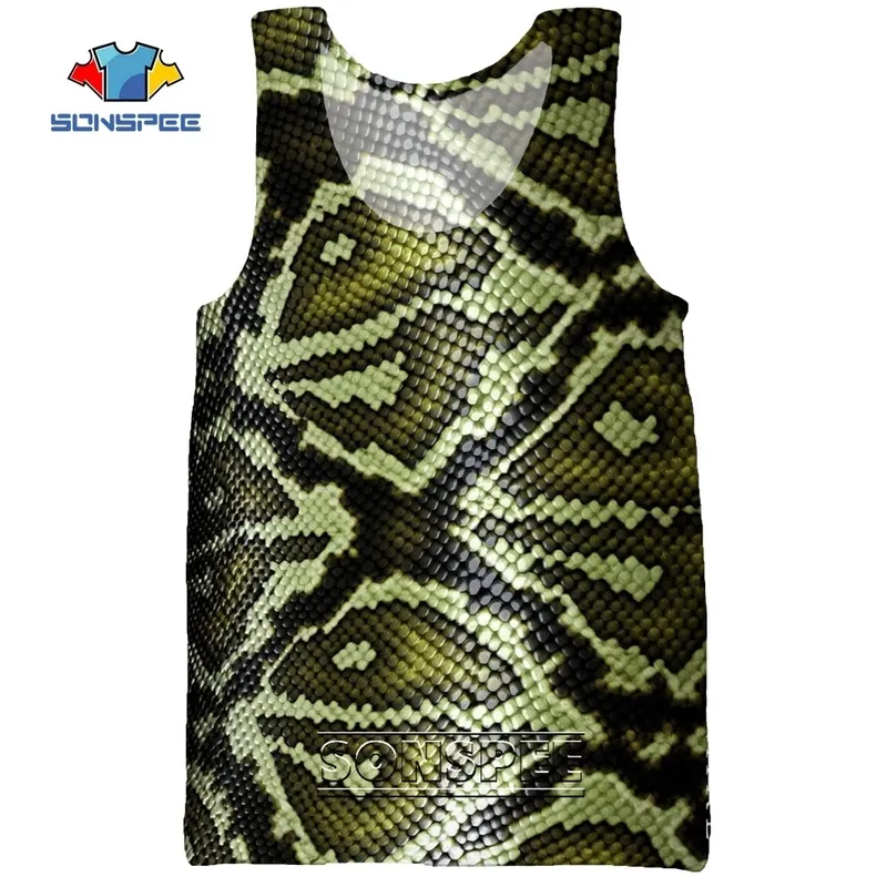 Sonspee 3D Print Animal Fur Tiger Snake Skin Zebra Men's Sea Tank Tops Cool Casual Bodybuilding Gym Muscle Sleeveless Shirt Vest 220627