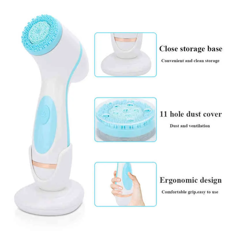 Rechargeable Spin Visage Brosse Nettoyante Électrique Étanche Pores Du Visage Nettoyant Exfoliant Lavage En Profondeur Massage Soins De La Peau220429