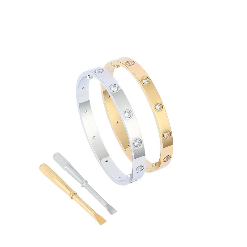 Merk Klassieke Schroevendraaier Bangle Mode Nieuwe 10 Diamond Designer MOVE ARMBAND Voor Mannen Vrouwen Hoge Kwaliteit 316L Roestvrij Staal C249O