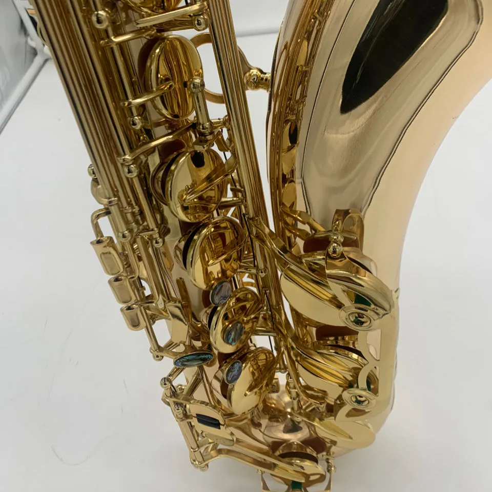 真鍮製のゴールドメッキBチューンプロフェッショナルテナーサックスサックスアップグレードダブルリブ色のアワビボタンBBテナーサックス楽器