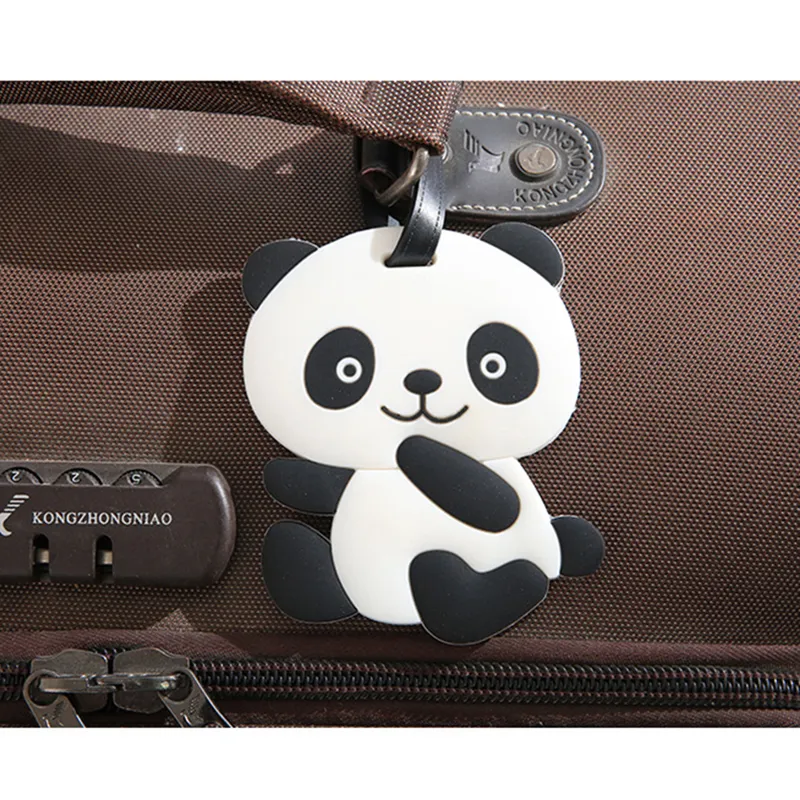 Criativo pvc panda bagagem tag chaveiro festa favor portátil dos desenhos animados etiqueta de viagem keyring1769800