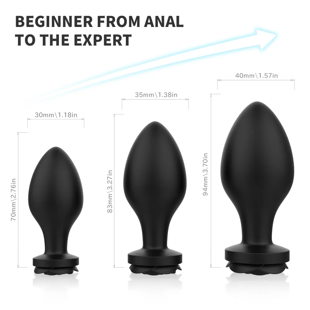 3 datorer Set Silicone Butt Plug Anal unisexy Sexig stopper Inbyggd stålboll Vuxenleksaker för män/kvinnor tränare par