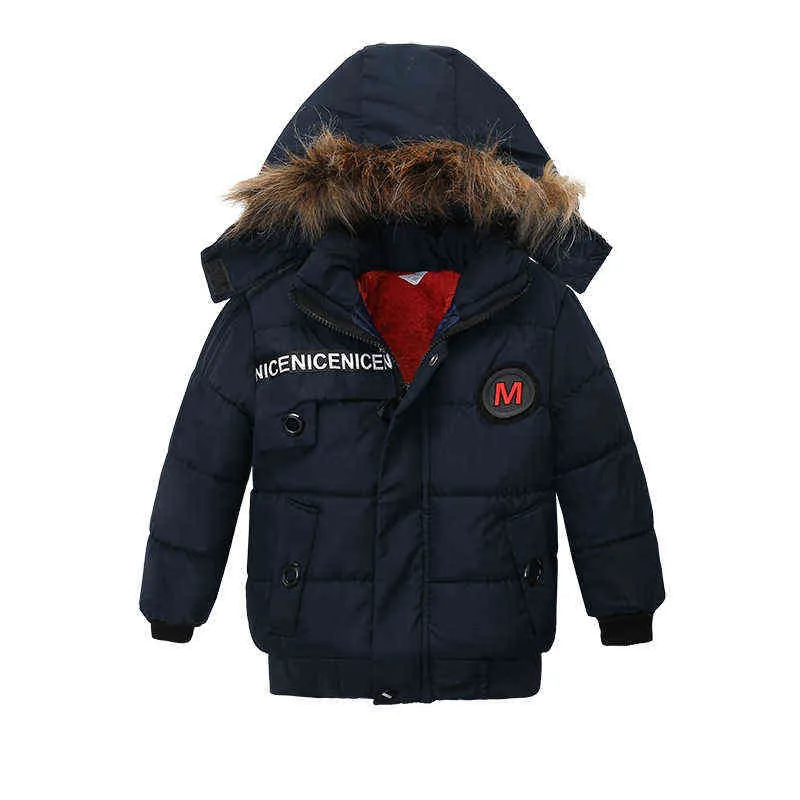 Boys Children Quilted Jackets Plus Velvet Warm Cotton Jackets Coat Solid Thickening Childrens Clothing Fleece Lining Outerwear J220718