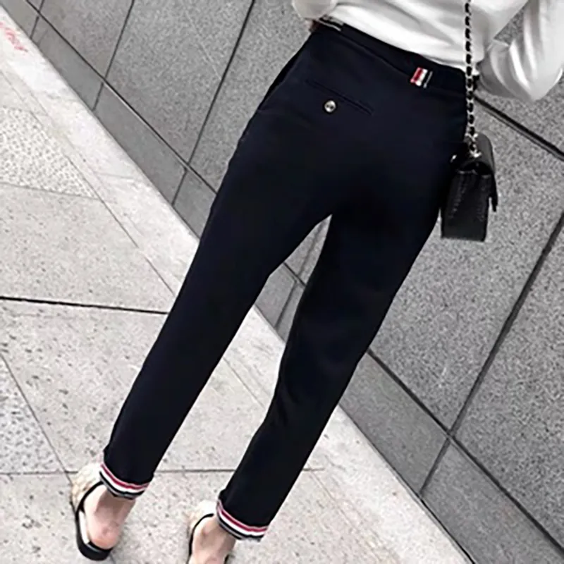 Summer Office Lady Casual Gray Suit Pants Female Classic Black Nine-point Women Streetwear Trendy Straight-leg 220325