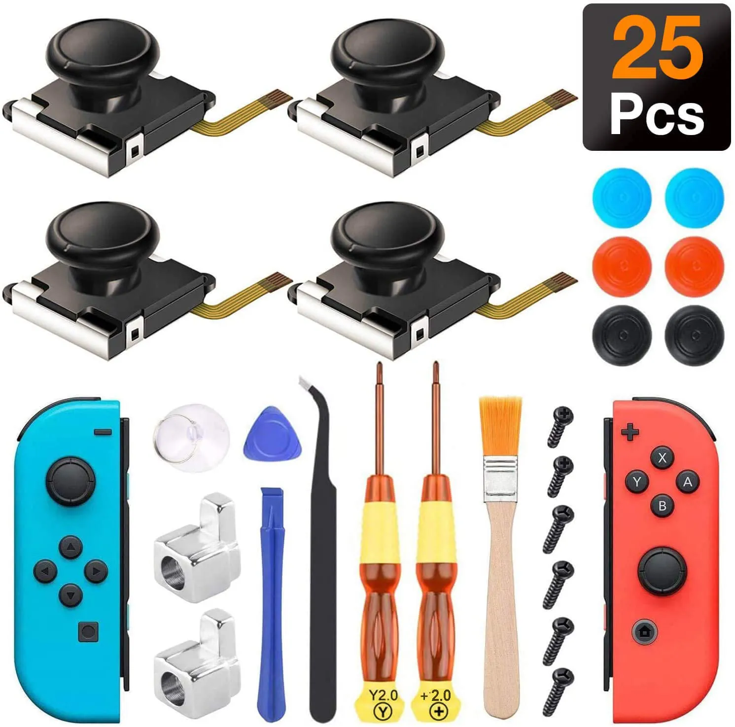 Anahtarı Joypad Sol / Sağ Yedek Tamir Kiti Nintendo Anahtarı Denetleyicisi için Thumb Sticks Sensör 3D Joystick Metal Tokalar