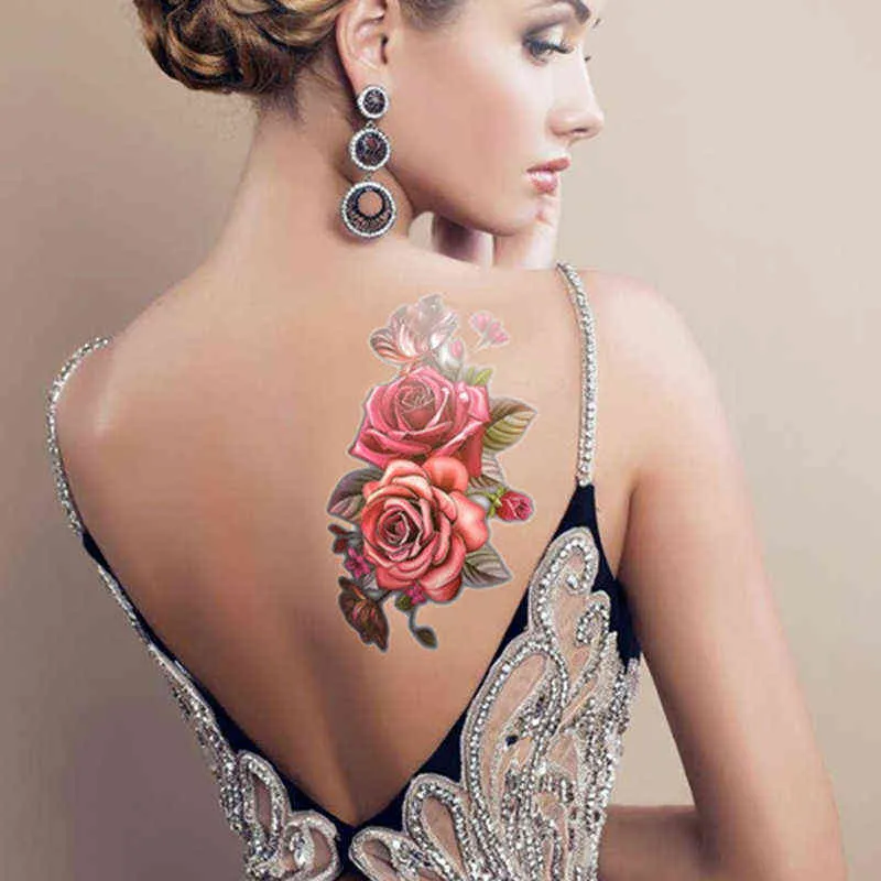 NXYの一時的な入れ墨の美しさ1ピースメイクアップ偽のSステッカーバラの花腕の肩の防水女性大きなフラッシュボディ0330