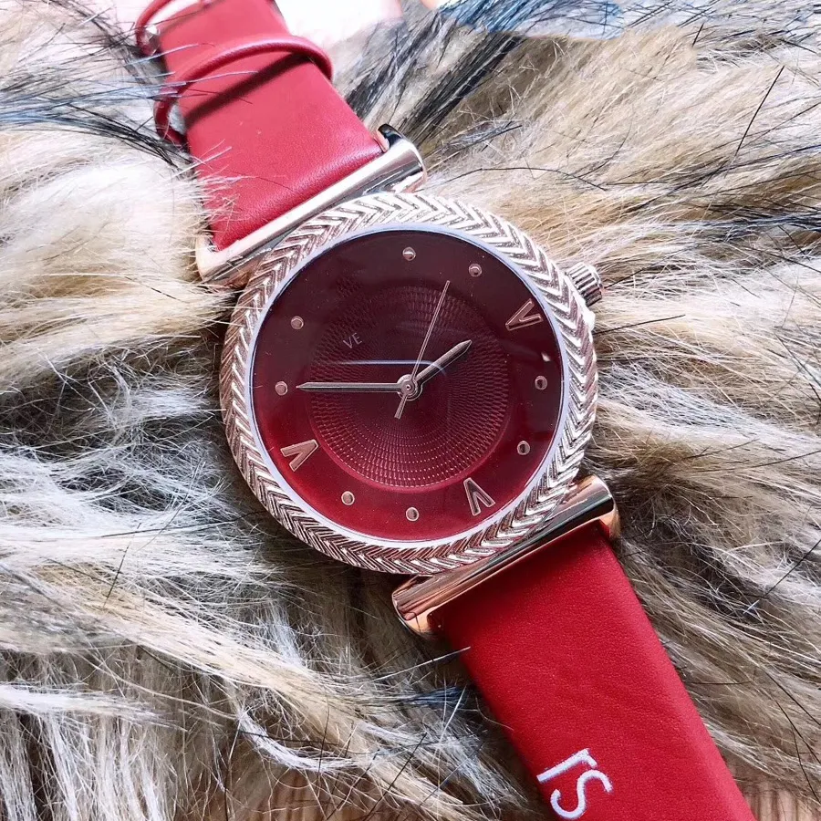 Montres-bracelets de marque pour femmes et filles, bracelet de luxe en cuir, horloge à Quartz VE 07