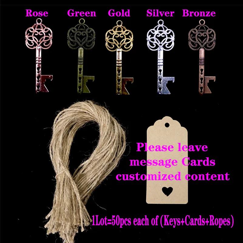 DIY Wedding Decoration Vintage Key Bottle Opener with Thank You Paper Tags Party Deco Favors and Gifts 220429