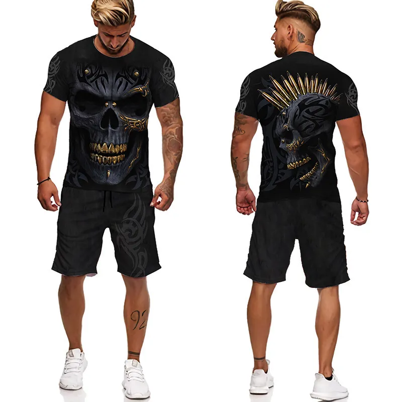 Flying Dragon 3D stampato T-shirt da uomo Set Tuta da uomo Top Pantaloncini Abbigliamento sportivo Cool manica corta Estate Abito maschile 220708