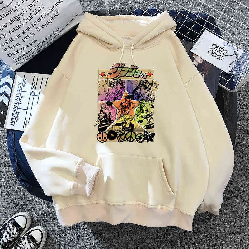 90 -х милые Jojo Bizarre Adventure Hoodie Японское аниме мужчины/Женщины Смешная толстовка Harajuku Cartoon Hip Hop Одежда мужской капюшон Y220713